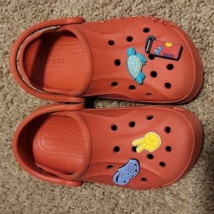 Toddler Red crocs with gibbitz
